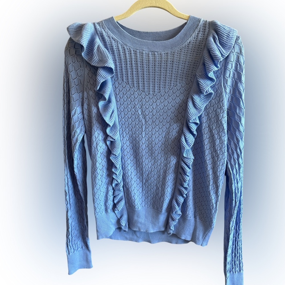 Gentle Blue Ruffled Women's Sweater NWT